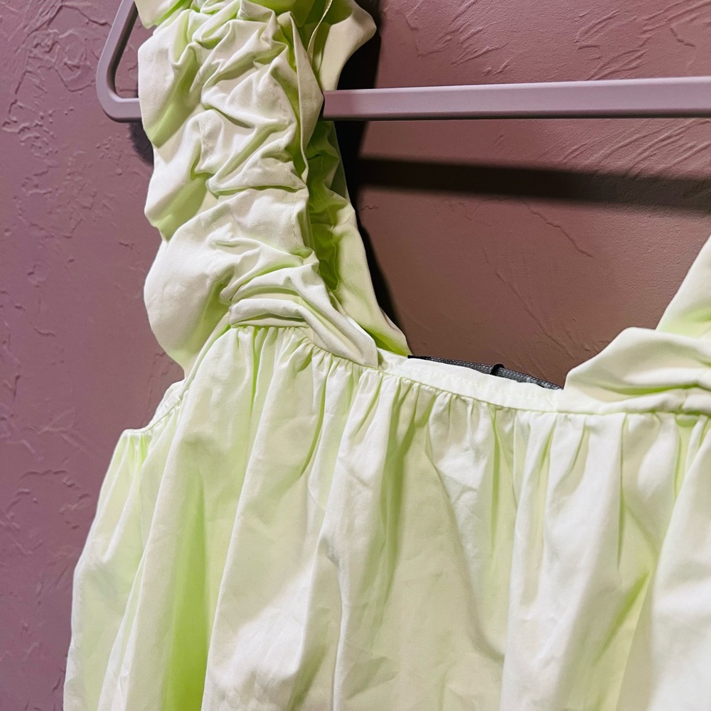 Zara Light Lime Ruffle-Shoulder Tank Top - Picture 2 of 7